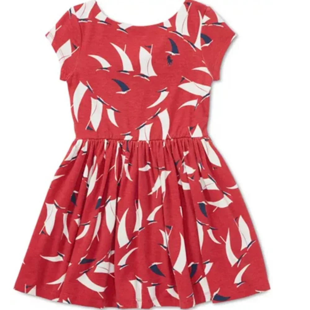 POLO RALPH LAUREN Girls Red Printed Dress
